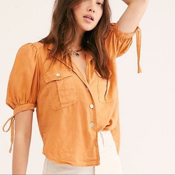 Free People Tops - Free People Orange Safari Babe Top